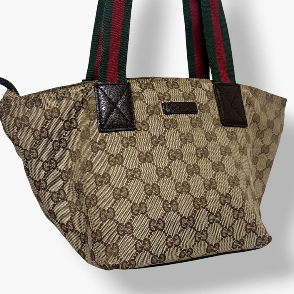 GUCCI handbag tote bag GG canvas Sherry leather brown
